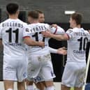 AFC Fylde celebrate Danny Philliskirk's goal against Aldershot Town     Picture: Steve McLellan