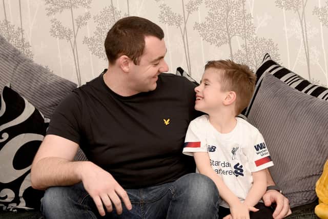 Liam Fletcher and son Brodie, five.