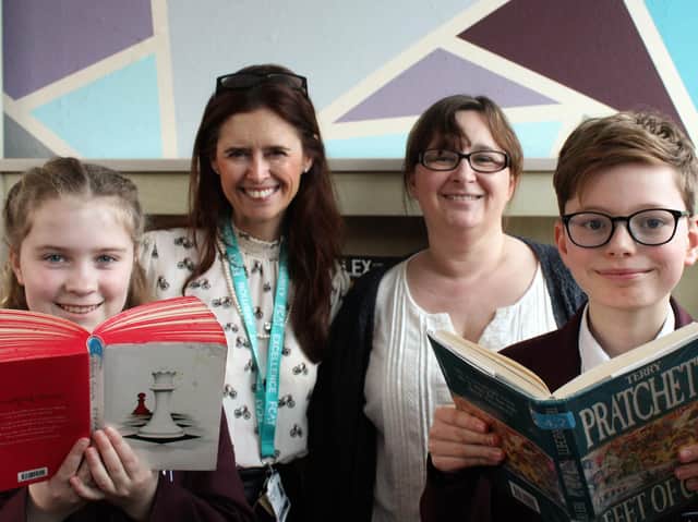 Montgomery readers with Estelle Bellamy FCAT Lead for English and Liane Coultas,