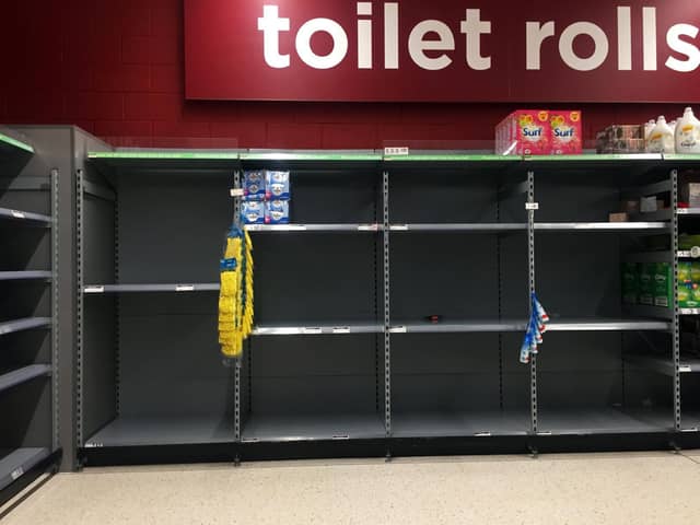 Empty supermarket shelves during the coronavirus pandemic
