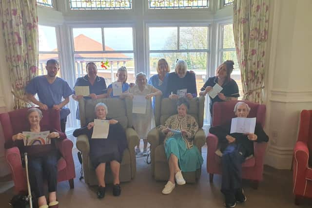 Alexandra Care Home are welcoming letters, emails and pictures from the public. 

Residents L-R: Rona Chamberlain, 89, Ruby Parr, 95, Esme Sealby, 93, Patricia Bamber, 88, Kenneth Farrington, 79, and Mavis Ringe, 82. 

Staff L-R: Josh Jones, carer, Michelle Dicks, manager, Jodie Barnes, carer, Lorrine Johnstone, carer and Marion Armer, nurse.