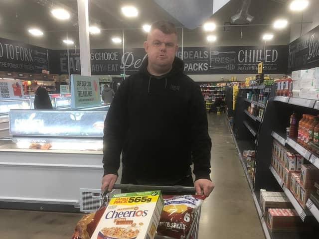 Another trolley dash for Big Ryan, collecting food for a needy Blackpool family