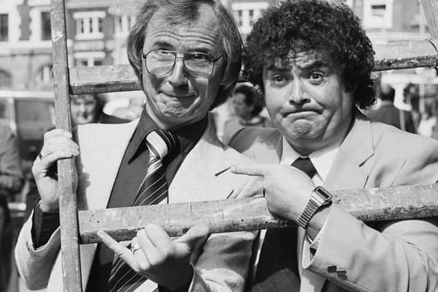 English comedians Syd Little and Eddie Large (Photo by Mike Lawn/Evening Standard/Hulton Archive/Getty Images)