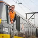 Grand Central's Paul Batty and a Grand Central Class 90 locomotive to be used on the Lancashire to London direct services