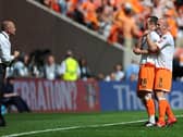 Charlie Adam and former Blackpool teammate Stephen Crainey