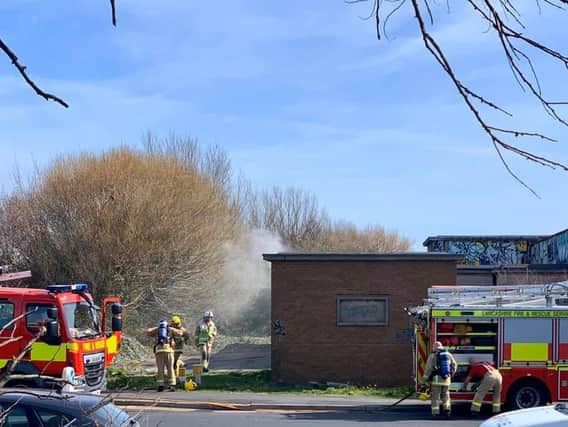 The scene of the fire at a substation in St Anne's Road, Squire Gate (Tuesday, April 7). Pic: Paul Webster