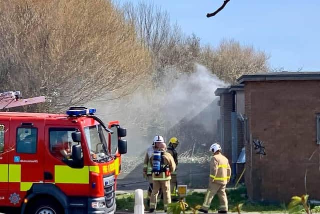 Fire crews at the scene of the substation fire in St Anne's Road, Squire Gate (Tuesday, April 7). Pic: Paul Webster