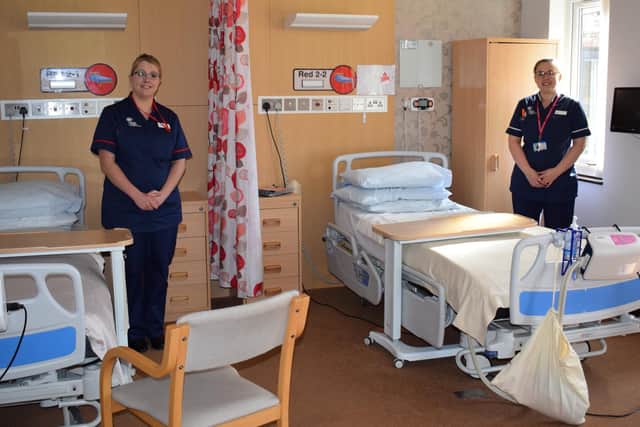 New beds are ready at Trinity Hospice. Pictured are ward manager Cathy Whittaker and sister Samantha Moore