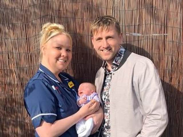 Dawn Ronson and Dave Barnes with baby Shelby