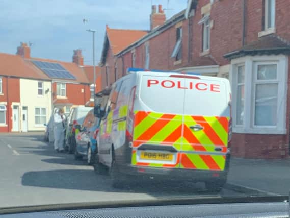 Police at the scene of a 'sudden death' in Addison Road, Fleetwood on Saturday (April 11)