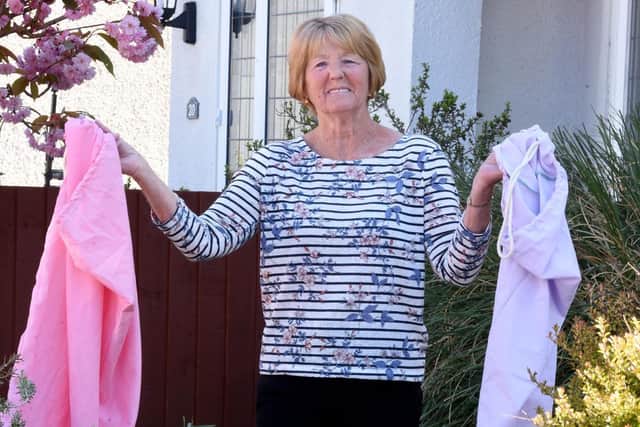 Angela Hebblethwaite is sewing laundry sacks for Fylde coast NHS staff.
