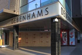 A general view of the boarded up entrance to Debenhams (Photo by Andrew Redington/Getty Images)