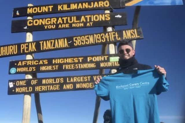Supporter Joe Blockley climbed Kilimanjaro in 2019 to raise funds for the charity and people are being urged to go the same distance on their stairs
