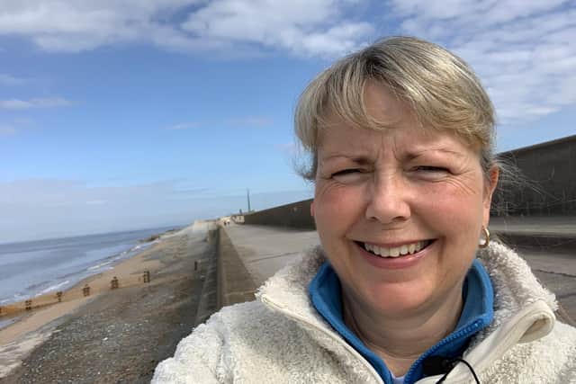 Jane Littlewood is videoing her daily walks so people missing the seaside on the Fylde Coast can get their fix of the sand and sea