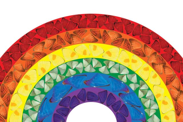 Damien Hirst's rainbow art, inspired by children across the UK who have been making pictures of rainbows as a symbol of hope to stick to their windows since schools were closed