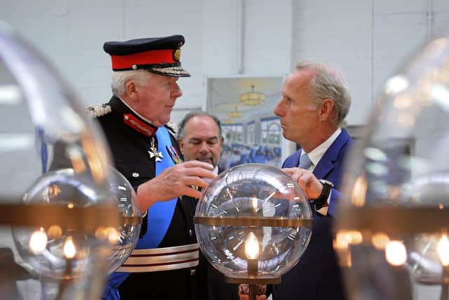 The Queen's Award for Industry is presented in 2017 to Blackpool lighting company Chelsom. Pictured is the Lord Lieutenant of Lancashire Charles Kay-Shuttleworth with chairman Robert Chelsom.