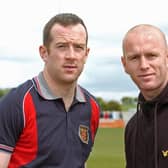 Charlie Adam (left) and Stephen Crainey at a charity match in 2010, shortly before their play-off final win with Blackpool