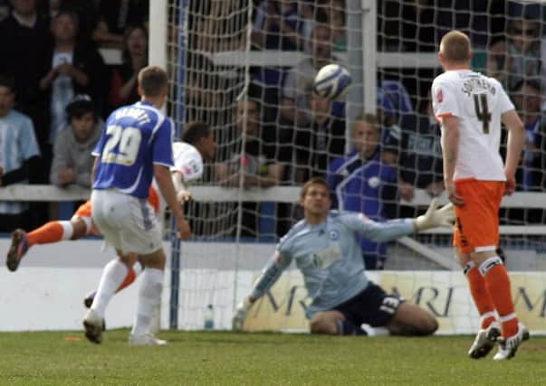 DJ Campbell scores the only goal in Blackpool’s victory at Peterborough United