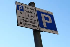 Stock image of a parking restrictions sign