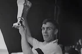 Tom Smith lifting the war cup for Preston North End in 1941