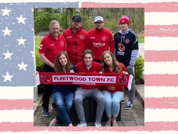 Sean Stackhouse (front centre) with his family of Fleetwood Town fans from Pennsylvania
