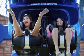 Thrill seekers try out the new Infusion rollercoaster ride at Blackpool Pleasure Beach on 1 May, 2007 (Photo by Christopher Furlong/Getty Images)