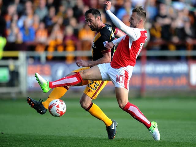 David Ball in his final match for Fleetwood in the 2017 League One play-offs against Bradford City