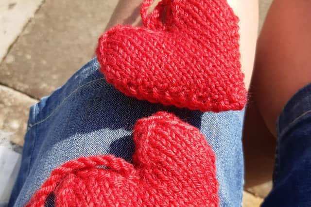 Woollen hearts made for Royal Lancaster Infirmary coronavirus patients and their families