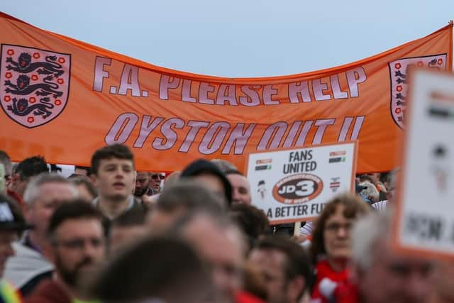 Blackpool and Leyton Orient fans took part in a joint protest before kick-off