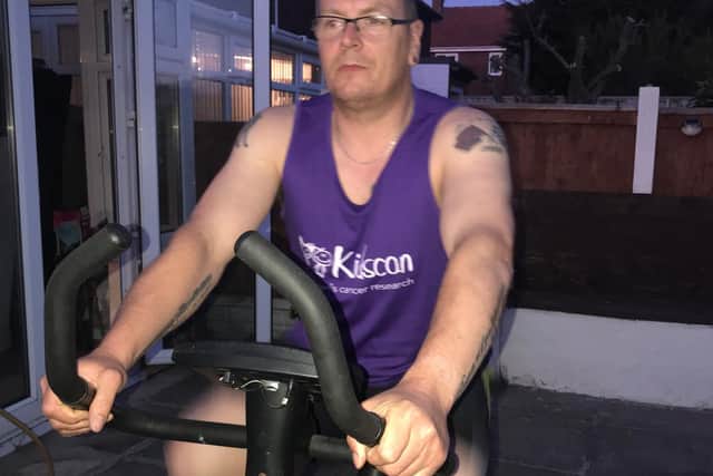 Kelvin in lockdown training for the London Marathon in aid of Kidscan