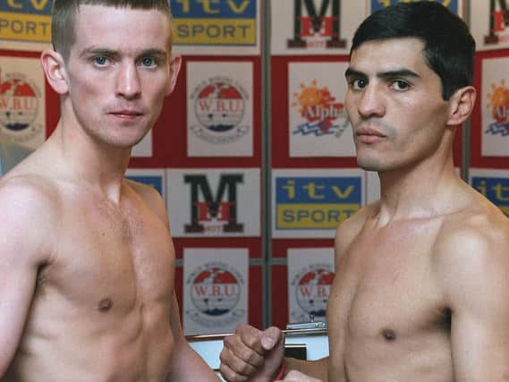 Boxing weigh in Peter Culshaw (left) and Adrian Ochoa
