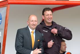 Smiles all round for Ian Holloway and his dugout deputy Steve Thompson 10 years ago