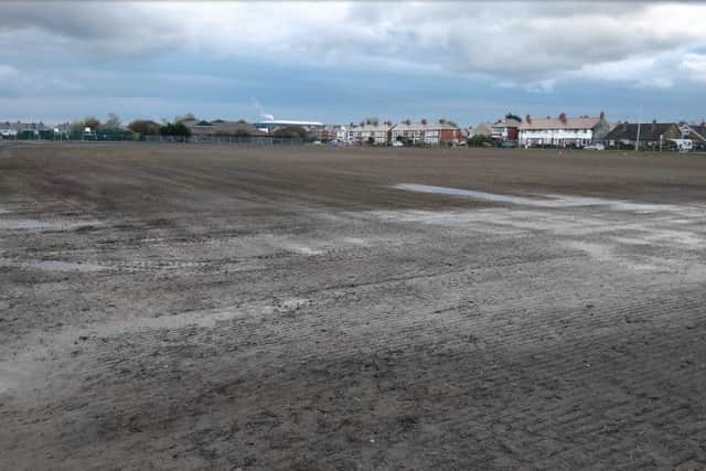 The field, pictured in late 2018, when it was being reseeded