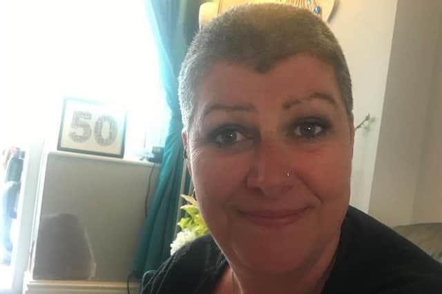 Trinity Hospice shop manager Teresa Perry has shaved her head to raise money for Trinity Hospice in Bispham during the coronavirus lockdown period.