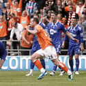 Charlie Adam celebrates scoring Blackpool's winning goal