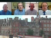 The cabinet participants were scattered across Lancashire rather than gathered at County Hall (L-R - Labour opposition leader Azhar Ali, Conservative council leader Geoff Driver, health and wellbeing cabinet member Shaun Turner and deputy council leader Keith Iddon)