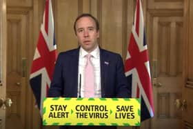 Health Secretary Matt Hancock during a media briefing in Downing Street