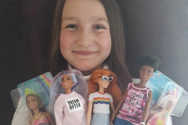 Nine-year-old Grace Brocklehurst was over the moon with her toys from Mattel, who also donated toys to Blackpool Vic's children's ward on her behalf. Photo: Gemma Brocklehurst