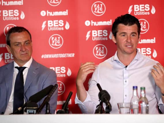 Fleetwood Town owner Andy Pilley and head coach Joey Barton