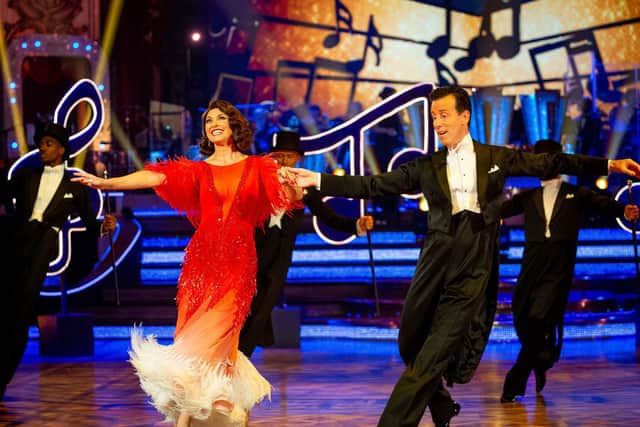BBC Pictures Emma Barton and dance professional Anton Du Beke performing at Blackpool Tower in 2019