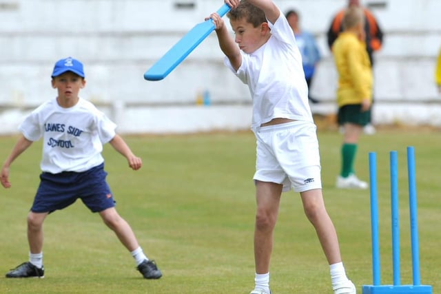 Lancashire Youth games Kwik cricket competition at Blackpool cricket club. St Cuthbert's (batting) v Hawes Side 2009