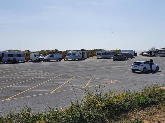 Travellers had set up camp at beach front car parks along the Promenade in Lytham and St Annes over the bank holiday weekend. Pic credit: John Talbot