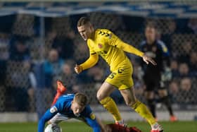 Paul Coutts in action during Fleetwood Town's last match at Portsmouth 11 weeks ago
