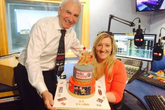Founder John Barnett and Paula Davies celebrating Radio Waves 25th anniversary in 2017.