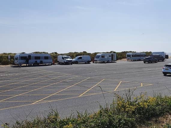 Travellers moved onto the North Beach car park in St Annes on Sunday (May 24)