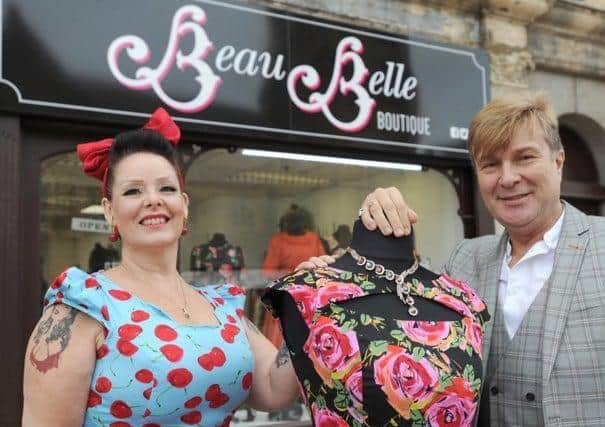 April Reading and Jon Beaumont outside Beau Belle Boutique on Church Street when it opened in 2018
