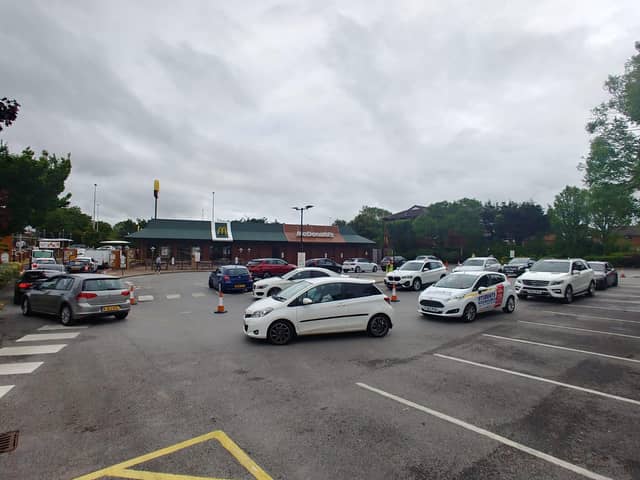 The queue at the Cherry Tree Road McDonalds, in Marton, was snaking round the car park 15 minutes before the fast food restaurant re-opened this morning.