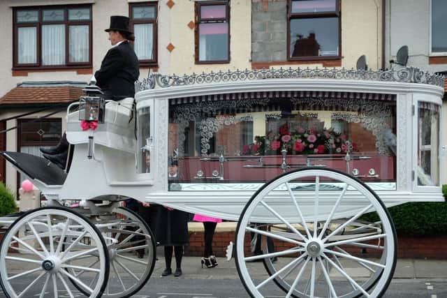 The elegant horse and carriage which took Brooke O'Connor's coffin to Fleetwood Cemetery