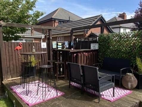 Stella Shields' bar in her back garden in Blackpool