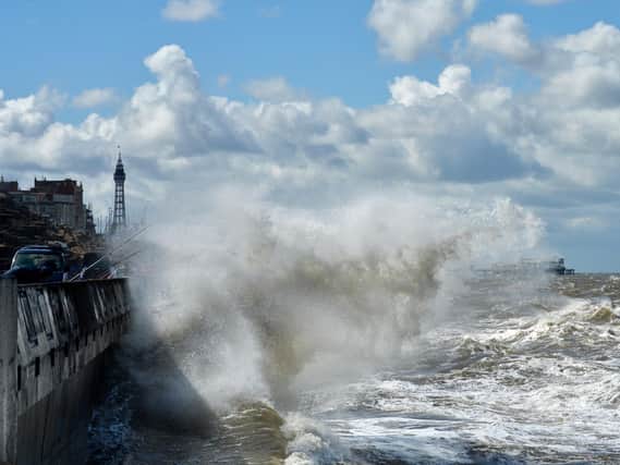 The sea batters the coast of Blackpool as the weekend weather in the resort offers good chances of wind and showers. Picture: Dave Nelson